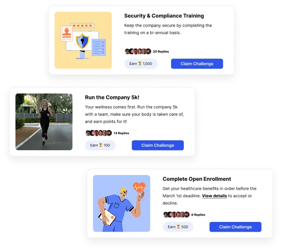 Challenge management dashboard showing multiple active team challenges